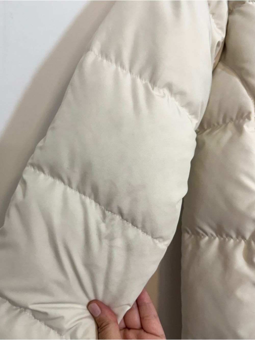 L.L.Bean Cream Down Puffer Jacket Women’s Small Quilted Coat Full Zip Gorpcore - Picture 10 of 11